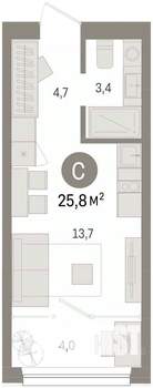 Студия квартира, вторичка, 26м2, 5/7 этаж