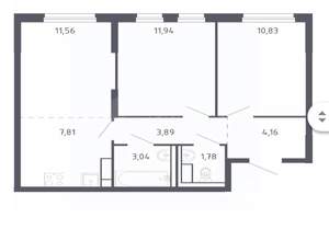 2-к квартира, вторичка, 55м2, 12/18 этаж