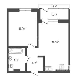 1-к квартира, вторичка, 37м2, 4/8 этаж