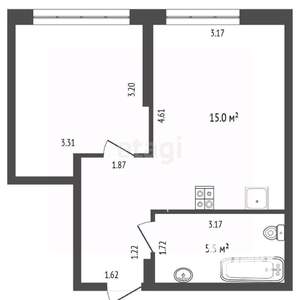1-к квартира, вторичка, 37м2, 2/9 этаж