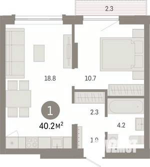 1-к квартира, вторичка, 40м2, 3/8 этаж