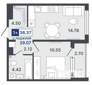 1-к квартира, строящийся дом, 36м2, 4/8 этаж