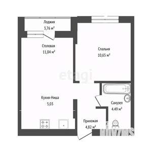 1-к квартира, вторичка, 41м2, 4/9 этаж