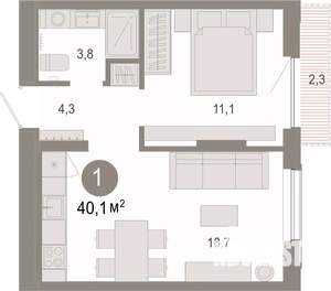 1-к квартира, вторичка, 40м2, 6/17 этаж